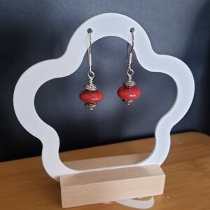 New Handmade coral with sterling silver hook